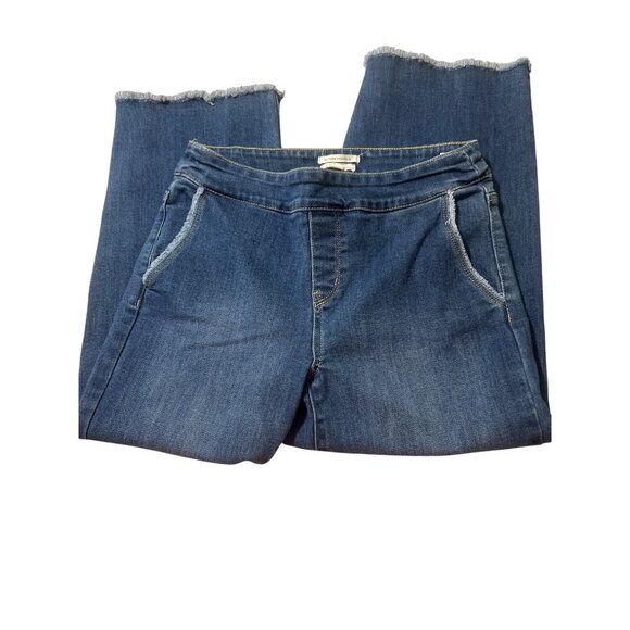 Westbound The Park Avenue Fit Denim Capri Jeans Wide Leg Raw Hem Pockets Sz 6 - Picture 2 of 3